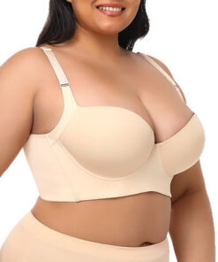 Plus Size Girls' Bra – Comfortable, Slimming, and Anti-Sagging Support Color (Beige)