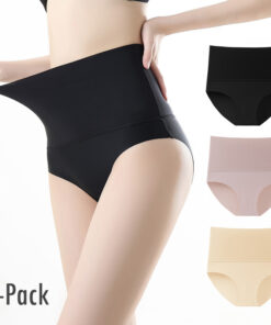 High-Waist Seamless Underwear for Women, No-Show Plus Size Briefs with Elastic & Comfortable Fit (3-Pack)