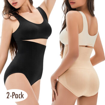 High-Waist Tummy Control Shapewear for Women – Butt-Lifting Compression Sculpting Shorts (2-Pack)