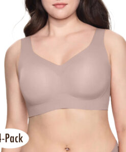 Seamless Wireless Full Coverage Push-Up Bra for Women, Comfortable T-Shirt Bra Plus Size Friendly (4-Pack)