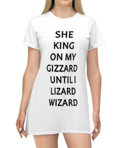 Plus Size "She King On My Gizzard Until I Lizard Wizard" T-Shirt Dress