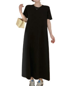 Women's Plus Size Casual Summer Dress – Sleeveless Round Neck Dress