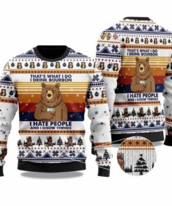 Bear Drink Bourbon Whiskey Ugly Christmas Sweater