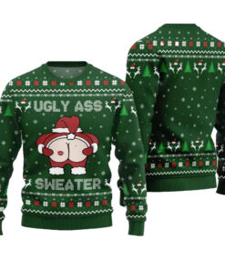 2025 Christmas Caught Kissing Santa Ugly Christmas Sweater-Green