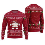 2025 Christmas Caught Kissing Santa Ugly Christmas Sweater-Red