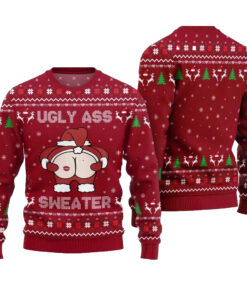 2025 Christmas Caught Kissing Santa Ugly Christmas Sweater-Red