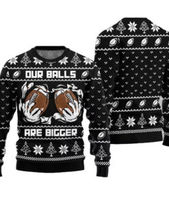 2025 Christmas Our Balls Are Bigger Football Ugly Christmas Sweater-Black