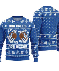 2025 Christmas Our Balls Are Bigger Football Ugly Christmas Sweater-Blue
