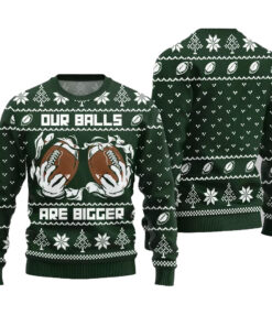 2025 Christmas Our Balls Are Bigger Football Ugly Christmas Sweater-Green