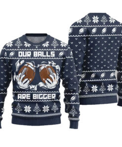 2025 Christmas Our Balls Are Bigger Football Ugly Christmas Sweater-Navy