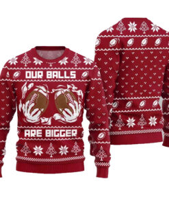 2025 Christmas Our Balls Are Bigger Football Ugly Christmas Sweater-Red