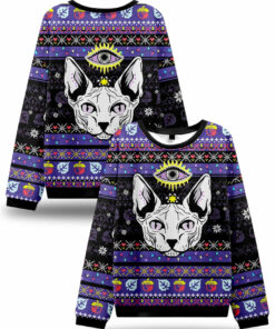 Purplehecate Mystical Cat Ugly Christmas Sweater 2025