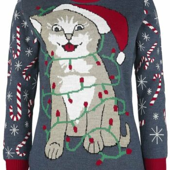 Cat Wrapped In Lights Ugly Christmas Sweater