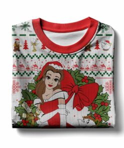 Bella Beauty and the Beast Disney Princess Christmas Ugly Sweater 3 Bella Beauty and the Beast Disney Princess Christmas Ugly Sweater