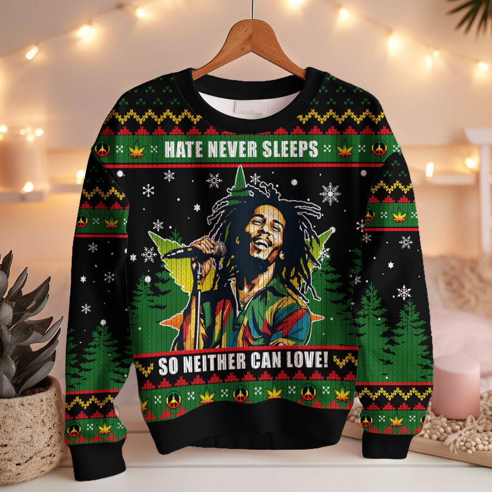 ANDY-110924VKH2_mk3.jpg Bob Marley 420 ?Hate never sleeps so neither can love? Ugly Sweater