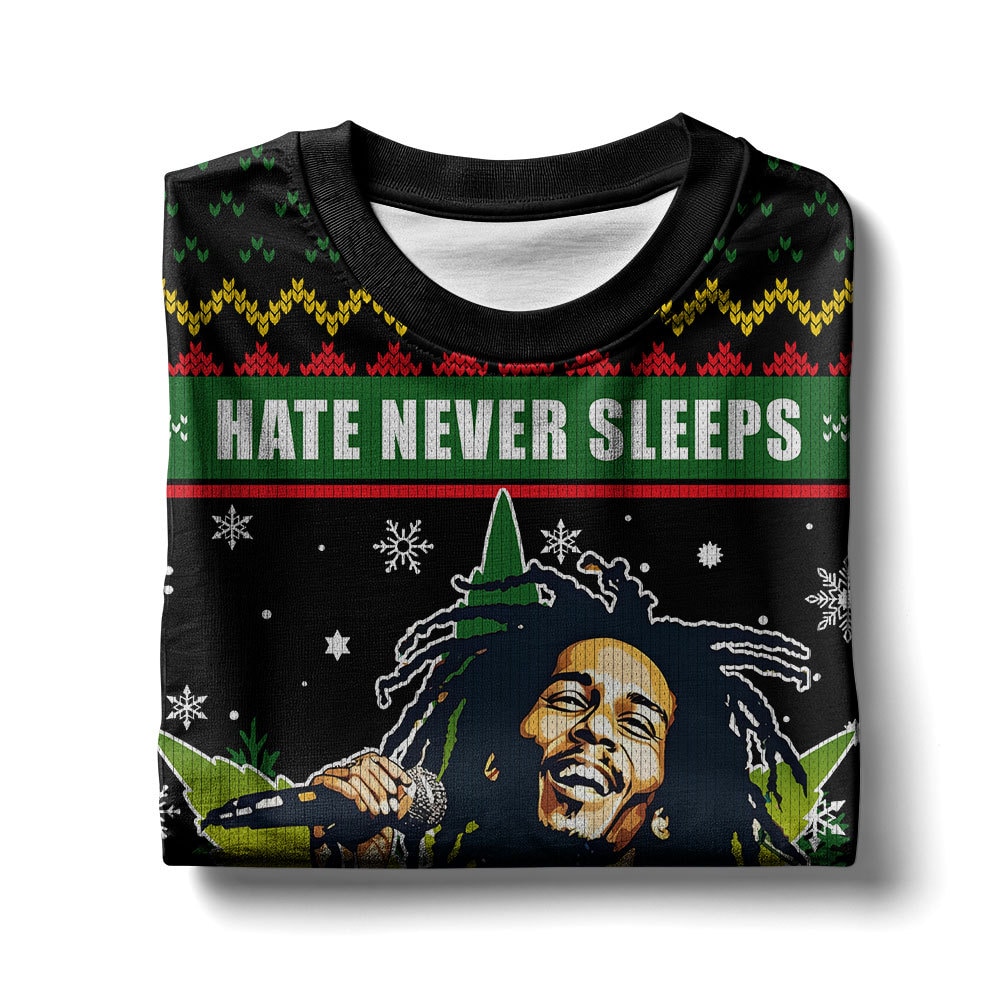 ANDY-110924VKH2_mk7.jpg Bob Marley 420 ?Hate never sleeps so neither can love? Ugly Sweater