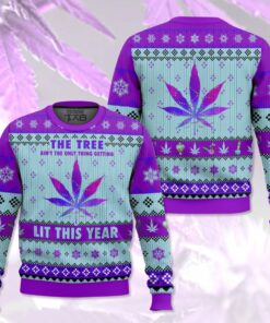 The Lit Tree Weed Christmas Ugly Sweater