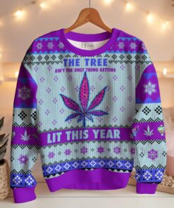 The Lit Tree Weed Christmas Ugly Sweater