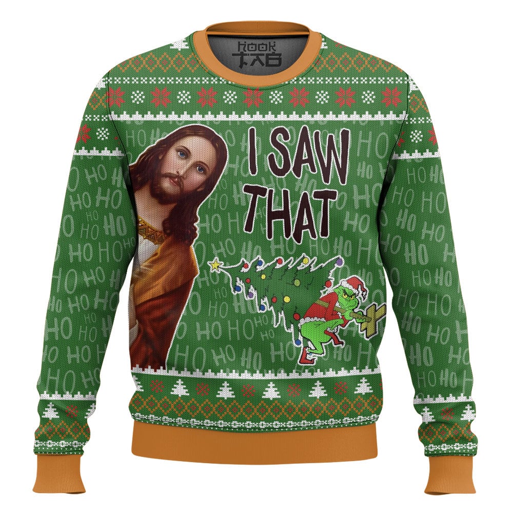 ANDY041024VKH1_mk2.jpg I Saw That Grinch - Funny Jesus Christ Meme Christmas Ugly Sweater