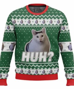 Huh? Cat meme Christmas Ugly Sweater