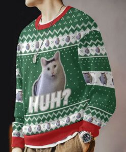 Huh? Cat meme Christmas Ugly Sweater 3 Huh? Cat meme Christmas Ugly Sweater