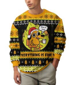 This is Fine Meme Christmas Ugly Sweater