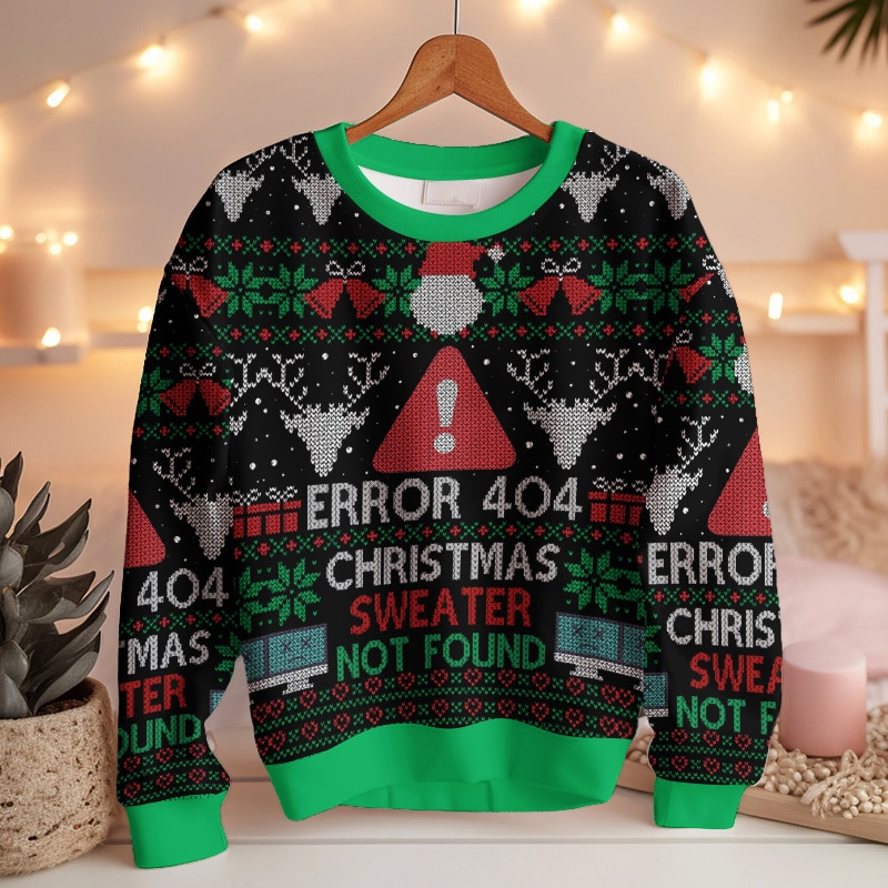 ANDY300924DKD7-mk1.jpg Error 404 Funny Xmas Not Found Ugly Christmas Sweater