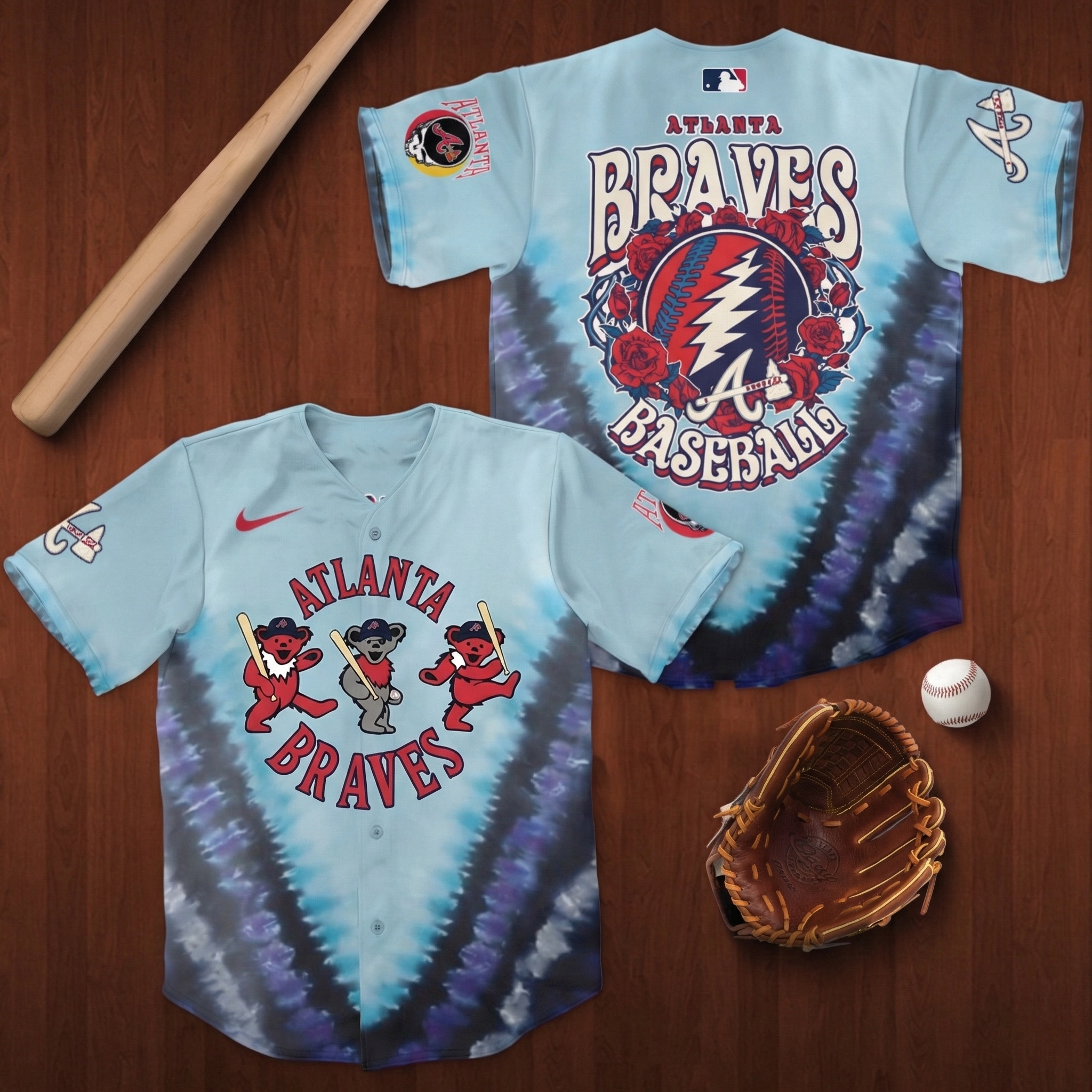 Atlanta Braves Grateful Dead 60th Anniversary Jersey Braves Merch Best Baseball Coach Gift Ideas