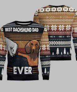 Best Dachshund Dad Ever Ugly Christmas Sweater
