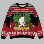 Bigfoot Squatching Through The Snow Ugly Christmas Sweater