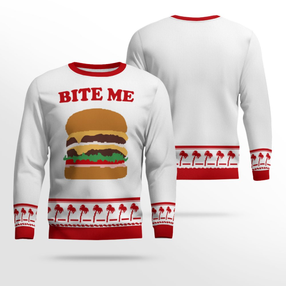 Burger Bite Me Ugly Christmas Sweater