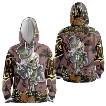 Cartoon Halloween Illustration Frame Of Diverse Evil Hoodie