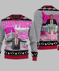 Daddy's Home White House Pink Trump 2024 Ugly Christmas Sweater