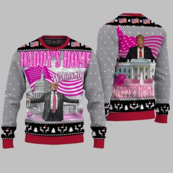 Daddy's Home White House Pink Trump 2024 Ugly Christmas Sweater