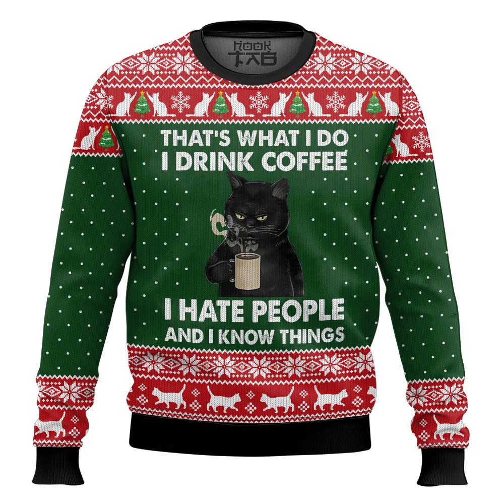 E4VE2OK9BGVCmk2.jpg Black Cat Drink Coffee Ugly Christmas Sweater, Xmas Gifts