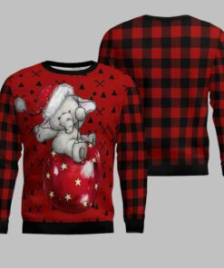 Elephant Cute Red Pattern Ugly Christmas Sweater