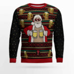 Fill Me Up Santa Beverage Dispenser Ugly Chirstmas Sweater Black