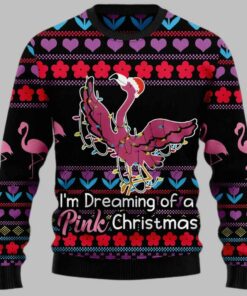 Flamingo I'm Dreaming Of A Pink Christmas Ugly Christmas Sweater