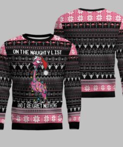 Flamingo Naughty List Ugly Christmas Sweater