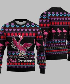 Flamingo Pink I'm Dreaming Of A Pink Christmas Ugly Christmas Sweater