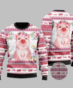 Floral Piggy Ugly Christmas Sweater