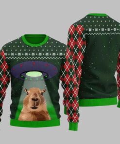 Funny Alien Capybara Ugly Christmas Sweater