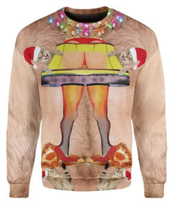 Funny Cat Pizza Novelty Pullover Ugly Christmas Sweater