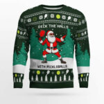 Funny Deck The Hall Pickleball Santa Ugly Christmas Sweater