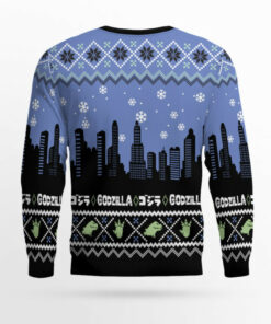 Godzilla City Scene Holiday Ugly Christmas Sweater 2 Godzilla City Scene Holiday Ugly Christmas Sweater