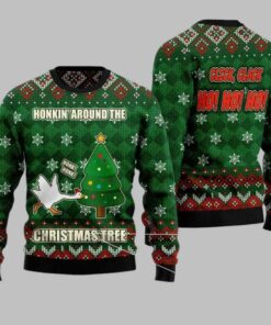 Goose Honkin Around The Christmas Tree Ugly Christmas Sweater