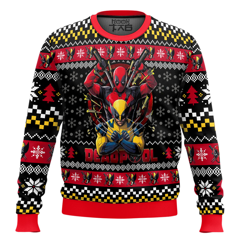 HLW120824TTT1X1-mk2.jpg Deadpool X Wolverine Ugly Christmas Sweater