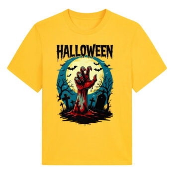 Halloween Zombie Hand Rising From Grave Yellow T-Shirt
