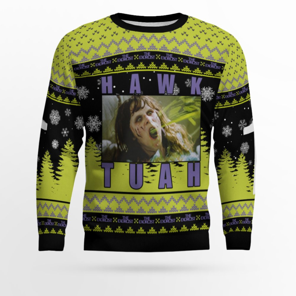 Hawk Tuah The Exorcist Horror Ugly Sweater Hawk Tuah The Exorcist Horror Ugly Sweater