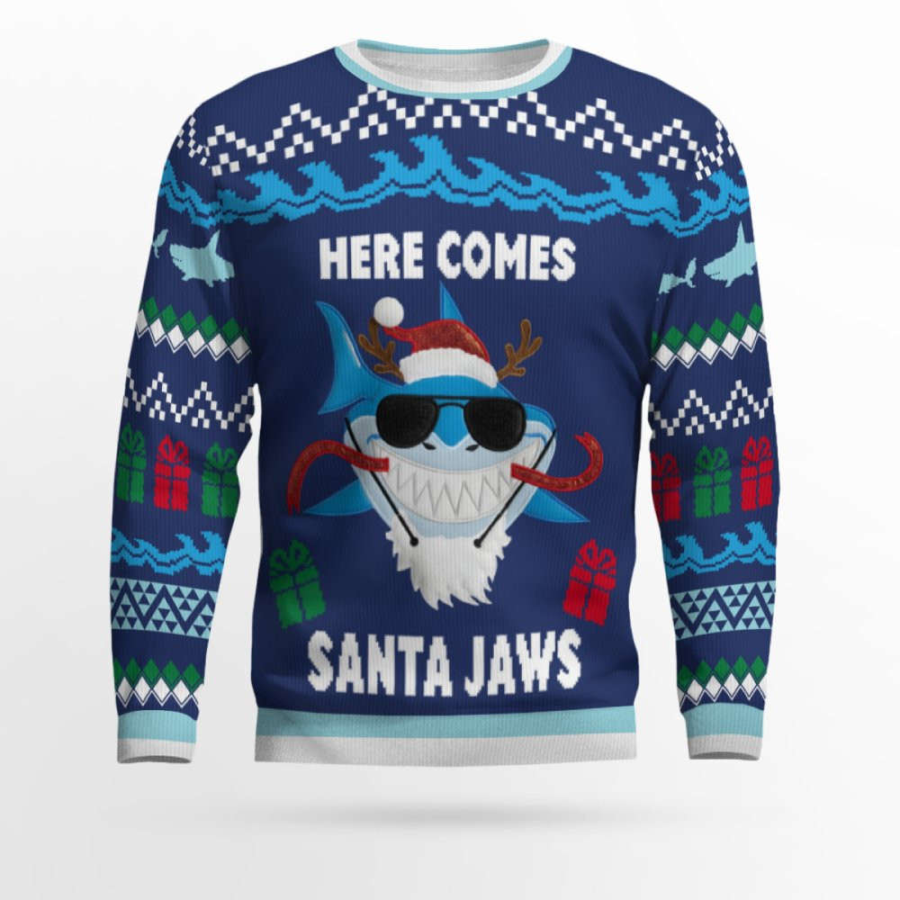Here Comes Santa Jaws Ugly Christmas Sweater